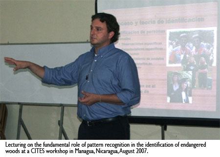 Dr. Alex C. Wiedenhoeft, Lecturing on the fundamental role of pattern recognition in the identification of endangered woods at a CITES workshop in Managua, Nicaragua, August 2007.
